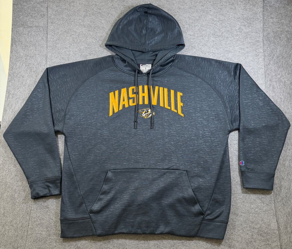 Champion Nashville Predators Hoodie Mens XL Heather Gray NHL Fleece Pullover